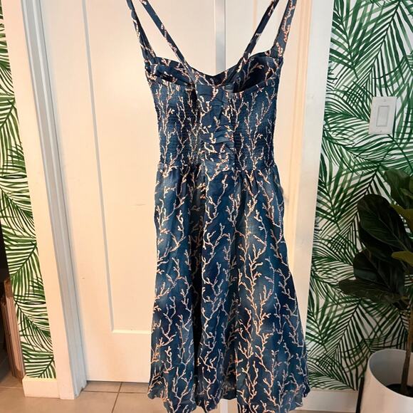 Anthropologie HD in Paris Blue Acropora Coral Print Fit and Flare Dress Size 00 - Picture 5 of 12